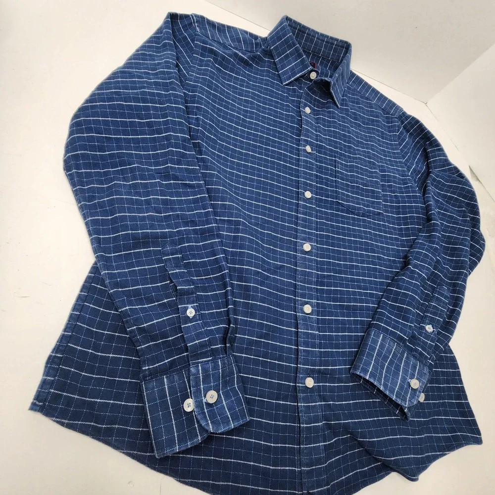 UNTUCKit Shirt Adult Large Slim Fit Flannel Blue Plaid 100% Cotton Mens Michelot